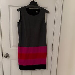 DKNY Sleeveless Dress with Gray and Pink Stripes